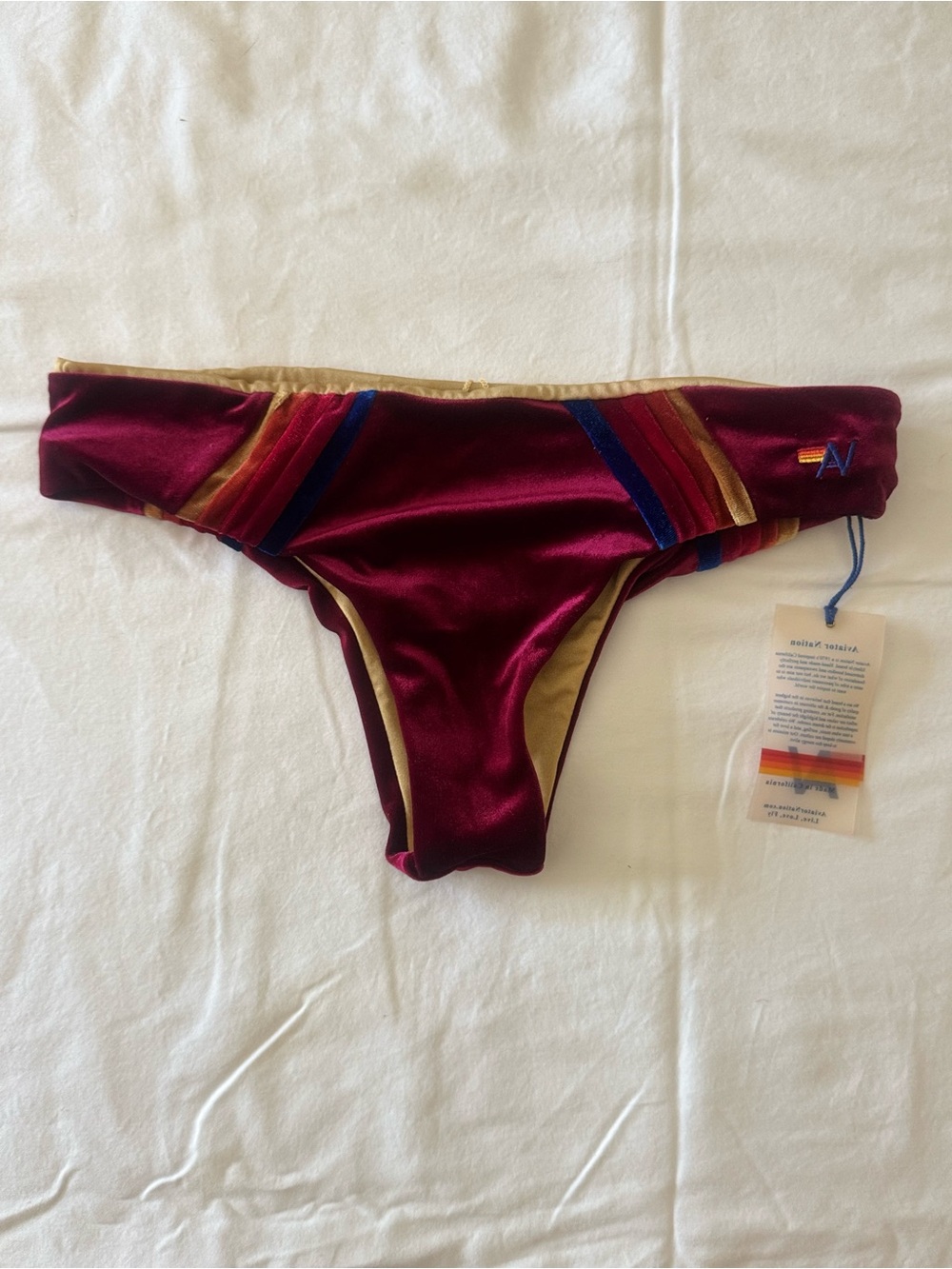 Aviator Nation Burgundy Velvet Bikini Bottom- NWT